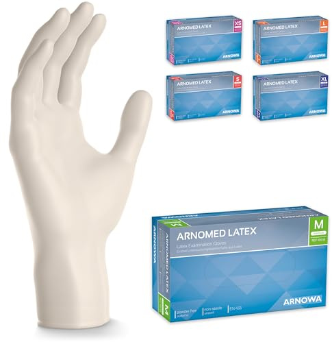 1000x ARNOMED® Einweghandschuhe puderfrei M, Latexhandschuhe Weiß | Handschuhe Latex Einweg, Putzhandschuhe, Latex Handschuhe, Einmalhandschuhe / Einweg-Handschuhe in XS, S, M, L & XL