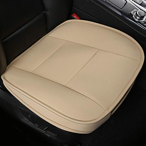 LUOLLOVE Funda Asiento Coche Universal, Interior de Lujo Súper Suave y Cómodo, Protector de Cuero PU para Asiento Delantero (1 Pieza Beige)