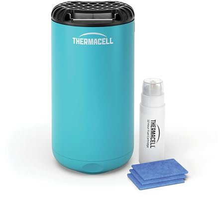 Thermacell – Difusor Anti Mosquito para exterior. 20 m2 de protección sin DEET, Incluye difusor + Recarga + 3 recambios, color Azul