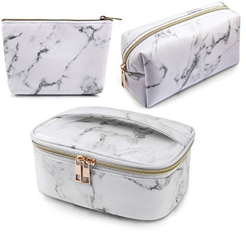 Kosmetiktasche 3 Stück, MAGEFY Tragbare Reise Make up Tasche Wasserdichtes PU Leder Schminktasche Kosmetiktasche Multifunktionale Kulturbeutel für Frauen