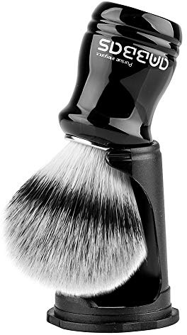 Anbbas Homme Blaireau de rasage en faux blaireau avec support de brosse Noir
