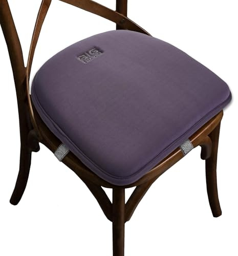 Big Hippo Memory Foam Chair Cushion for Dining & Office Chairs – Extra Thick Seat Pad with Non-Slip Back & Adjustable Straps, Fully Washable, Pressure Relief for Tailbone & Sciatica Pain (Grey, 1 Pc)