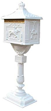 KONGY Boites Aux Lettres, Verrouillable Imperméabiliser Boîte Aux Lettres Verticale Style Vintage Américain Élégance Maison Métal Letterbox Boites Aux Lettres sur Pied (Couleur : Blanc)