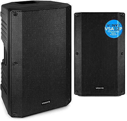 Vonyx VSA12P Passive PA Speaker Set - Pair of 12 Inch 1600W Unpowered Loudspeakers with Angled Stage Monitor Design, ABS Housing and NL-4 Connections for Live Music, DJs & Events