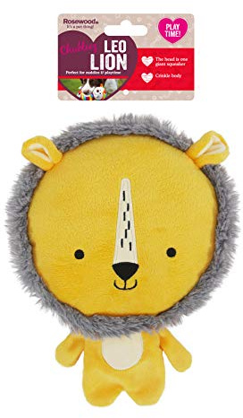 Rosewood Leo Lion Jouet pour Chien Peluche avec Squeaker et Corps Bruissant Jouet Interactif pour Chiens pour Mordre Jouer et Transporter Jaune