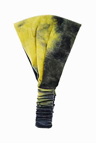 axy Haarband Yoga Headband Hairband Stirnband Kopftuch Kopf Abdeckung auch für Sport in Verschiedenen Farben (Batik - Gelb/Blau)
