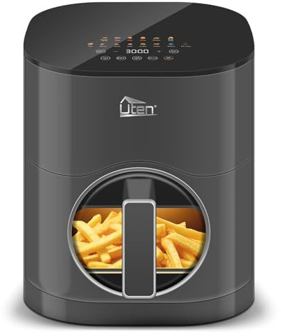 Uten Doppia Resistenza Friggitrice ad Aria con Finestra, Air Fryer XXL, 14 Menu Preimpostati, Avvio Ritardato, Filtro dell'olio, 2 Resistenza Controllare Indipendente, Cibo Senza Capovolgimento