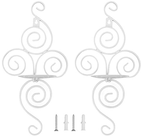 BuyWeek Wandkerzenhalter, Faltbarer Wand Kerzenhalter Schmiedeeiserner Kerzenständer Wanddeko für Heimdekoration(Weiß)