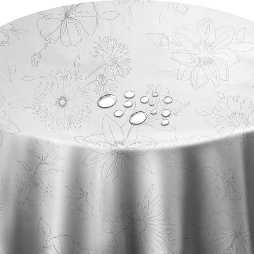 Wachstuch Wachstuchtischdecke Gartentischdecke Palmas Grau Oval 130 x 180 cm abwaschbare Tischdecke