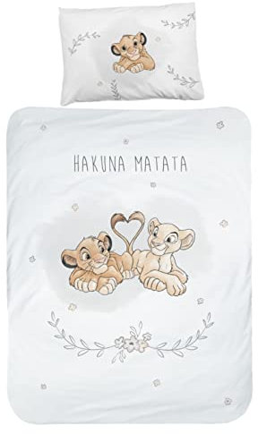MTOnlinehandel König der Löwen Babybettwäsche 135x100 Flanell/Biber, 1 Kissenbezug 40x60 + 1 Bettbezug 100x135 cm ☆ Hochwertige Kinder-Bettwäsche mit Reißverschluss