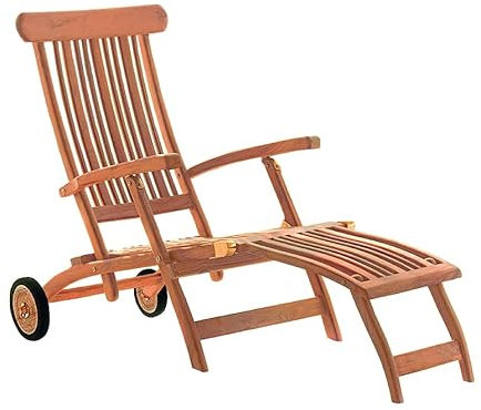 Yoursol by Devries Deckchair mit Rädern Flores, Teak Natur, mehrfach verstellbare Gartenliege