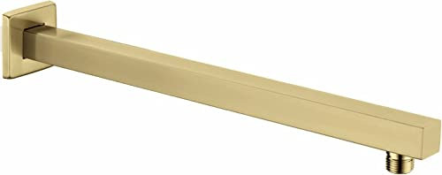 VIGIME Bras de douche de 40,6 cm, extension de pommeau de douche à effet pluie avec bride et ruban en téflon, fabriqué en acier inoxydable épais pour salle de bain (doré brossé)