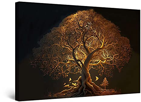 Startonight Leinwand Wandkunst – Brauner Lichtbaum des Lebens Rembrandt Gemälde – Kunstwerk Ffür Wohnzimmer Großes Bild Heim Dekoration Drucken Moderne Malerei Wohnzimmer Groß 80 x 120 cm