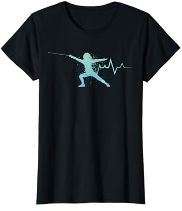 Fencing Lover Heartbeat Escrime Sport Femmes Filles T-Shirt