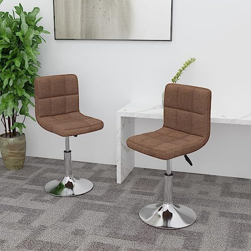 MNISDFL Küchenstühle Bequemer Lesesessel Wohnzimmersessel Esszimmerstühle 2 STK. Drehbar Braun Stoff