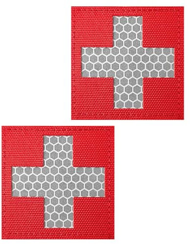 2 st Medic IR reflekterande taktiska militära lappar, infraröd IR EMS EMT MED medicinskt rött kors moral krok och ögla bricka första hjälpen lappar stil 5