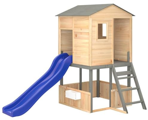 vidaXL Outdoor Playset | Solid Fir Wood Children's Playground | Includes Wave Slide, Ladder & Sandpit - Suitable for Aged 3 and Above | Durable & Sturdy
