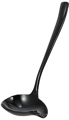 OKUMEYR 304 Stainless Steel Sauce Spoon Oil Scoop Black Kitchen Tableware for Home Cooking and Serving