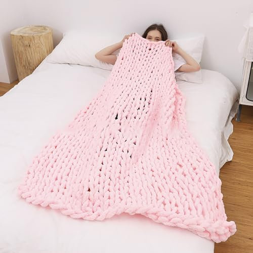 Dazzluxe Grobstrick-Weiche Überwurfdecke – Chenille-Zopfmuster, Flauschige Und Warme, Grobe Überwurfdecke Für Heimdekoration, Handgefertigte Große Boho-Strickdecke Für Bett Und Couch,L,80x80 inch