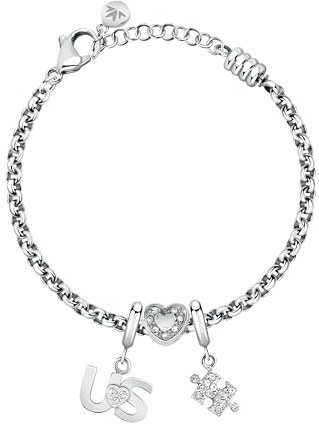 Morellato SCZ1352 - Bracciale puzzle da donna in acciaio, cristalli, cuore, amicizia, collezione DROPS