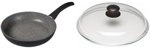 BALLARINI Bari Granitium Pfanne mit Antihaftbeschichtung & Transparenter Glasdeckel T03 28 cm 333302.28