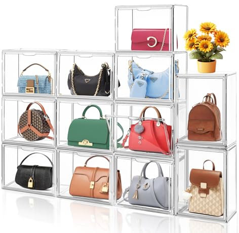 EZJOB 10 Stück Geldbörsen-Organizer für Schrank, Sneaker, Schuhbox, transparente Acryl-Vitrine, Handtaschen-Organizer, stapelbare Aufbewahrungsbox für Sammlerstücke, Schuhe, Stiefel, Bücher, Kappen
