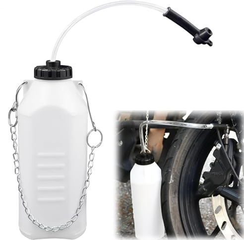 UVVRUR Bremsenentlüfterflasche 1L Bremsflüssigkeits-Auffangflasche, für Bremsenentlüftung mit 60CM Schlauch und Universal Gummi-Adapter Bremsenentlüftungsgerät den Austausch von Bremsöl