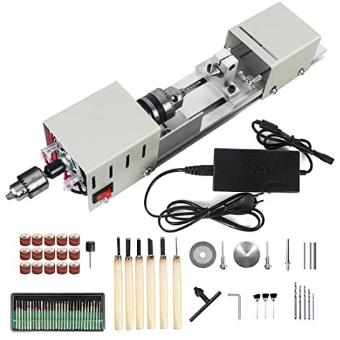 Mini Lathe - Metal Small Lathe for Wood Model Making, DIY Carving, Drilling, Grinding - Perfect Bead Grinding Machine!