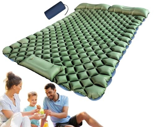 Sleeping Air Pad luftmadrass för vandring, uppblåsbar liggmatta, lätt liggmadrass, uppblåsbar liggmadrass med fotpump, kompakt luftmadrass, liggmatta