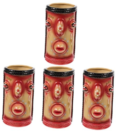 Cabilock 4 Pièces tasse tiki boissons tropicales tasses tasse de barre de tiki cerace verre personnalisé verre à cocktail originaux verres à cocktails gobelet tasse de vin tiki céramique