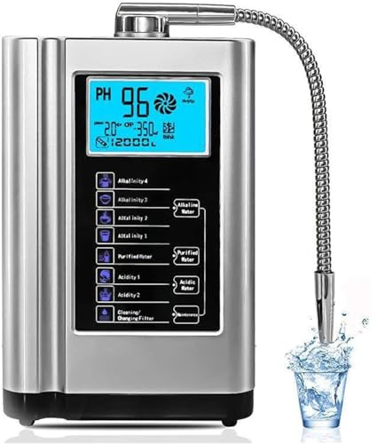 YANDDEA Máquina ionizadora de Agua alcalina, generador de hidrógeno, purificador de sistem de Filtro de Agua para el hogar para Agua alcalina ácida PH3.5-10.5,Silver