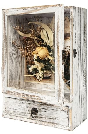 Eclare 8X12 Shadow Box Frame With Drawer, 3.5 Deep Wooden Display Case for Photos, Flowers, and Keepsakes - Memory Box