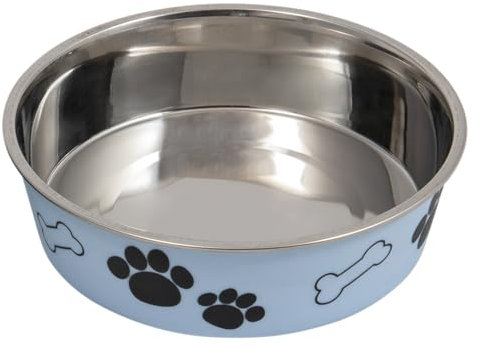 JACK AND VANILLA, Gamelle en Acier Inoxydable Antidérapante pour Animaux, Design Élégant Bleu Clair, Capacité 610ml, Diamètre 15cm, Idéale pour Chiens et Chats, Modèle Bon Appetit
