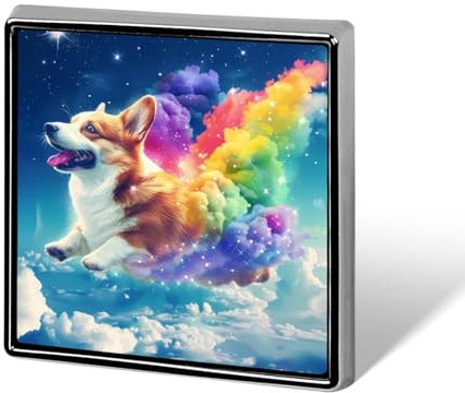 Niedlicher quadratischer Anstecker mit Regenbogen-Corgi-Motiv, Metall, Anstecknadel, individuelle Brosche, Gedenknadeln für Frauen und Männer