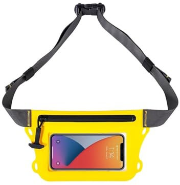 DGOINGPI Tauchtasche wasserdichte Hüfttasche mit verstellbarem Hüftgurt, Bildschirm berührbarer Trockensack, doppelte Innentasche für Schwimmen wasserdichte Mehrzwecktasche(Yellow)