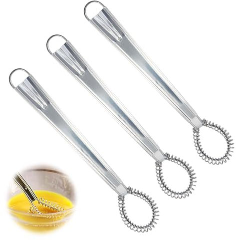 3 Pcs Mini Whisk Hand, Small Hand Whisk, Egg Whisk for Coffee Sauce Milk Mixing