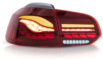 LeLeD Rückleuchten für Auto Bremslichter Blinker und Schlusslichter Passend für VW Golf 6 Dragon Scale MK6 Golf R20 GTD 2008-2014 Wasserdicht,Staubdicht,Red