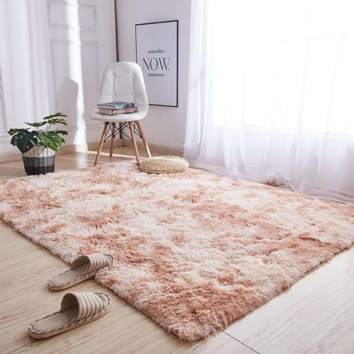 Tiedye - Moqueta de seda de pelo largo para sala de estar, dormitorio, oficina, tejida a mano, tejido a mano, overlock, simple y elegante, 120 x 200 cm