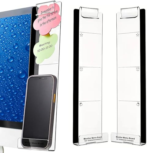 ZYEKIU 2 Pezzi Accessori da Scrivania per Computer, Cancelleria per Ufficio con Supporto per Cellulare, Accessori Ufficio Acrilico, Monitor Lavagna Computer, per Studio, Armadi, Frigorifero