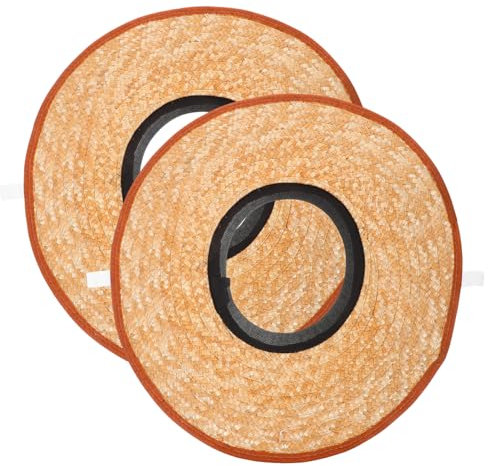 NUOBESTY 2 Pièces Casque de Construction Solaire Paille avec Visage Large pour Travailleurs Extérieur Protection Solaire Accessoire pour Sites de Construction