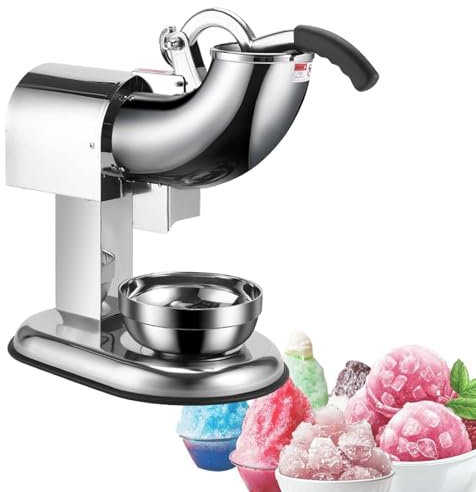 Eiscrusher Mit Doppelklingen, 1400 U/Min, Elektrische Eismaschine FüR Geschabtes Eis, FassungsvermöGen: 1200 G, Cocktail- Und GeträNkezerkleinerer, Edelstahl-Smoothie-Schaber,6blades