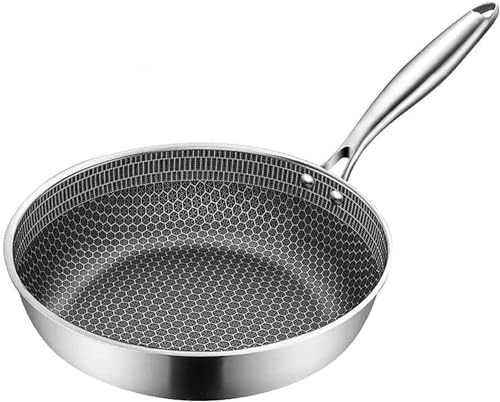 Sartén de Acero Inoxidable, Antiadherente, para freír Carne, Horno electromagnético, Utensilios de Cocina de Uso General, sartenes de Restaurante.(28cm)