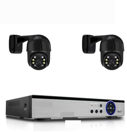 JOXLOVER H.265 8CH 4K PTZ di telecamere IP Poe di Sicurezza 5MP Rilevamento Umano Monitoraggio Automatico Kit Telecamera di videosorveglianza bidirezionale per Esterni(None,4CH NVR x 2PCS 5MP)