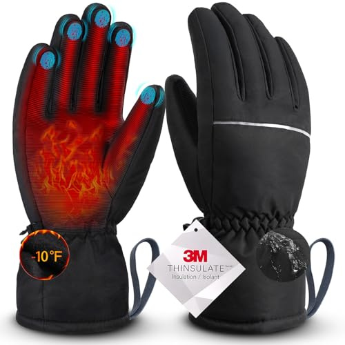 PULIOU Handschuhe Herren Damen Winter Thermo Fahrradhandschuhe Warme Winterhandschuhe Winddichte Touchscreen Laufhandschuhe Sporthandschuhe zum Laufen Radfahren Klettern