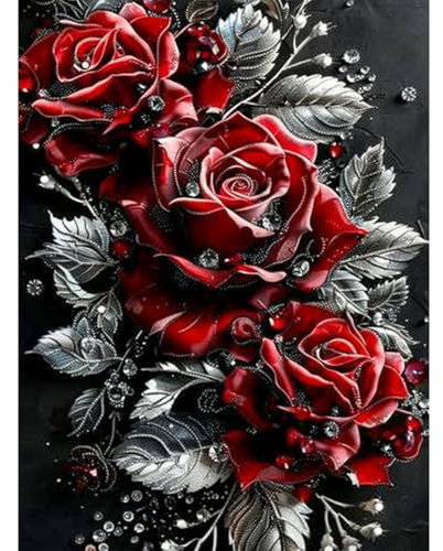 RICUVED Blume Diamond Painting Erwachsene, 5D Rose Diamant Painting Bilder Erwachsene, DIY Diamond Painting Bilder Diamant Malerei Set für Wanddekoration 30x40cm