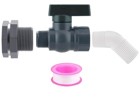 Itkcozcg Sistemi completi di rubinetto a spina per barili di pioggia 2 valvole a sfera in PVC Connettori per tubi da giardino per raccolta dell'acqua piovana Raccolta Raccordi per la raccolta