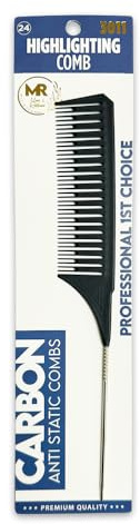 Carbon Anti-Static Metal Tail Highlighting Combs – Precision Parting & Sectioning Comb Set for Colouring, Foiling, Styling | Heat-Resistant, Lightweight & Professional Tools (1.5mm, 1, count)