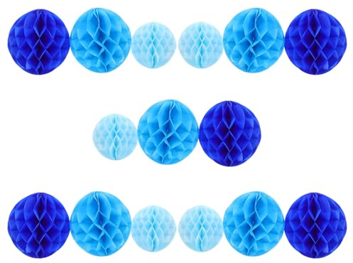 MOTHNUR 15 Palline di Carta Velina a Nido D’Ape Colorate Decorazioni a Palla a Nido D’Ape per Feste e Matrimoni Ornamenti di Fiori di Carta Pompon in Set da 15 Pezzi per Eventi e