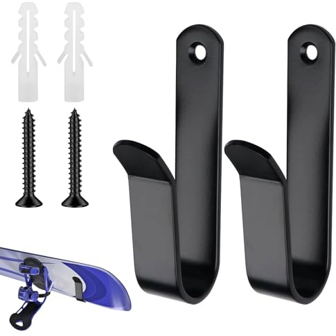 Othrion 2 Pcs Snowboard Wall Mount Clips Skateboard Wall Mount,Skateboard Holder,Skateboard Display Rack Stand,Utility Indoor Towel Robe Coat Hook with Screws for Room Garage (Black)
