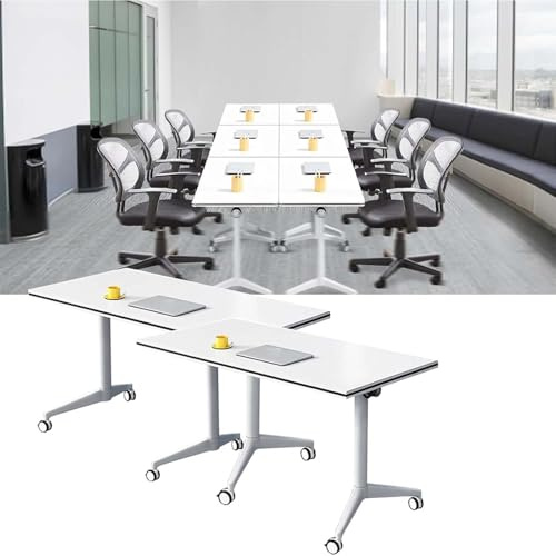 Klappbarer Konferenztisch, moderner mobiler Besprechungstisch mit geräuschlosen Rollen, für Büro, Empfang, Klassenzimmer und Schulung, Zwei Stück, 120 x 60 x 75 cm